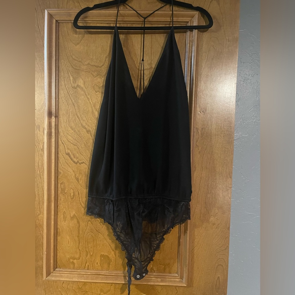 Deep V Neck Satin Bodysuit